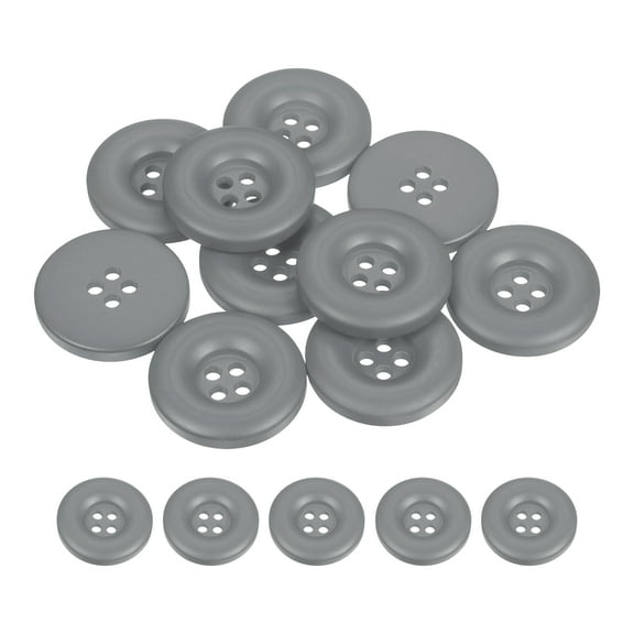 Uxcell 10pcs Sewing Button 25mm 4 Holes Resin Round Crafting Buttons, Gray
