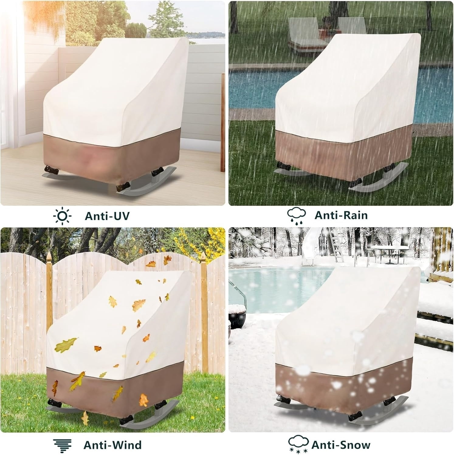 BN-LINK Patio Chair Covers, Waterproof Patio Furniture Covers, Heavy Duty and Waterproof Outdoor Lawn Chair Covers, 33"W x 33"D x 36"H (2 Pack, Beige & Coffee)