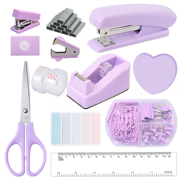 Set de Útiles de Oficina Morado 11 Piezas Kit de Papelería Lavanda