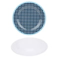 thumbnail image 3 of Yajisi Premium A5 Melamine Resin Round Dinner Plate 8.7 Inches / 22 cm Durable Lightweight Salad Dish Blue Plaid Pattern for Home Kitchen Restaurant and Hotel Use, 3 of 9