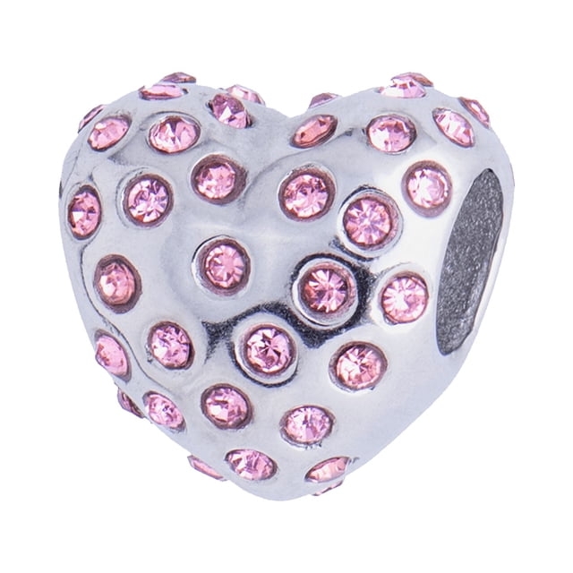 Charm para Pulsera LuckyLy Dije de Corazón Acero Inoxidable Y Zirconia Cúbica Modelo Katia Plateado UNITALLA