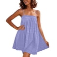 thumbnail image 5 of Eawtki Women's Square Neck Spaghetti Strap Mini Dress Pleated Flowy Design Lightweight Dress For Summer Beach Vacation Pool Parties, 5 of 6