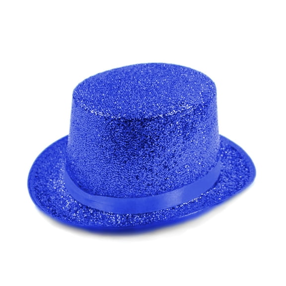 Boyscolos Top Hat Costume Shiny Sequin Magician Victorian Hat Dress Up Bowler Cosplay Costume Top Hats for Men Women for Masquerade Blue One Size