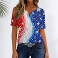 thumbnail image 6 of 4th Of July Womens Summer Tops 250 Anniversary Usa Flag Patriotic Short Sleeve Button Henley V Neck Independence Day Red White and Blue American Flag Stars Striped Fashion Clothing Royal Blue XXXL, 6 of 8