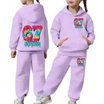 Girls Tracksuit Size 7 Casual Fashion Hoodie and Jogger Cute Printed Pullover Tracksuit for Kids and Daily Wear
