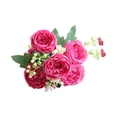 thumbnail image 2 of Artificial Peony Bouquet, Realistic Faux Peony Rose Flowers Full Bloom Arrangement Long Lasting Floral Decor, Wedding Centerpiece Vase Display Home Decoration for Bridal Shower Party Living Room, 2 of 6