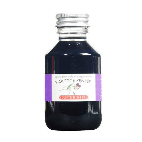 Jacques Herbin Fountain Pen Ink, 100 ml Bottle, Violette Pense (Pensive Violet)