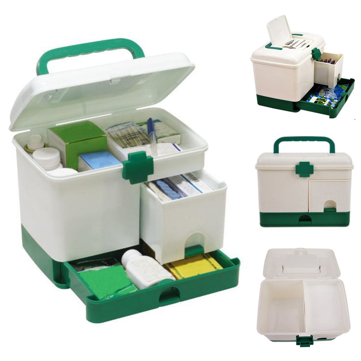 3 Layer Health Medicine Box Chest Handle First Aid Kits Box Storage