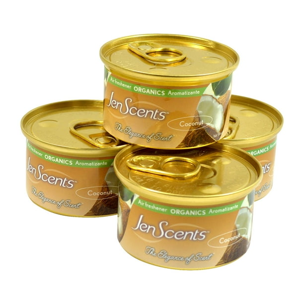 JenScents Air Freshener Can, Organic Car Air Freshener In a Can 4PACK (Coconut)