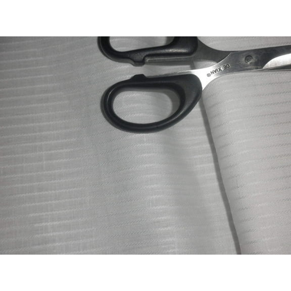 60s lea Linen fabric~ White -thin satin stripes