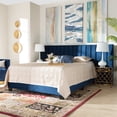 thumbnail image 6 of Bowery Hill Queen Size Navy Blue Velvet Panel Bed with Headboard, 6 of 9