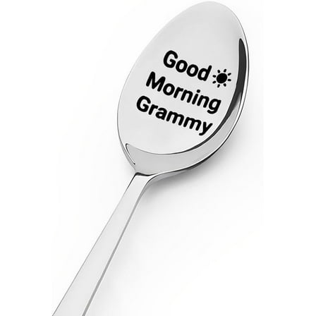 Grammy Spoon Gifts for Birthday Mothers Day, Good Morning Grammy Spoon for Nana Nannie Engraved Stainless Coffee Tea Spoon for Grandma mimi grammy Christmas Gifts from Kids Grandson Grandkids
