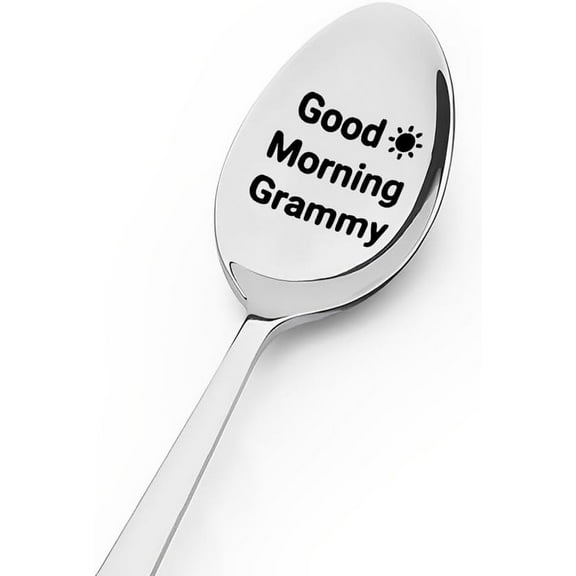 Grammy Spoon Gifts for Birthday Mothers Day, Good Morning Grammy Spoon for Nana Nannie Engraved Stainless Coffee Tea Spoon for Grandma mimi grammy Christmas Gifts from Kids Grandson Grandkids