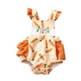 thumbnail image 3 of Tisuna Easter Summer Bodysuit For Baby Girls Cartoon Carrot Print Ruffled Sleeve Square Neck Romper Cute Soft Baby Kids Festival Jumpsuit Clothes Yellow Size 9-12 Months, 3 of 9