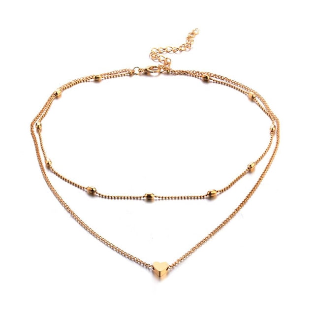 Minnieouse Colgante de corazón de múltiples capas para mujer y niña, collar de clavícula chapado en aleación, cuello ajustable, joyería decorativa Ropa, zapatos y accesorios Miscelánea oro Minnieouse PS11860-01