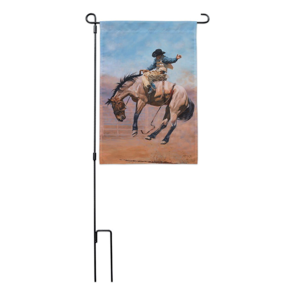 Saddle Bronc Horse Cowboy Riding Rodeo Event Garden Yard Flag 