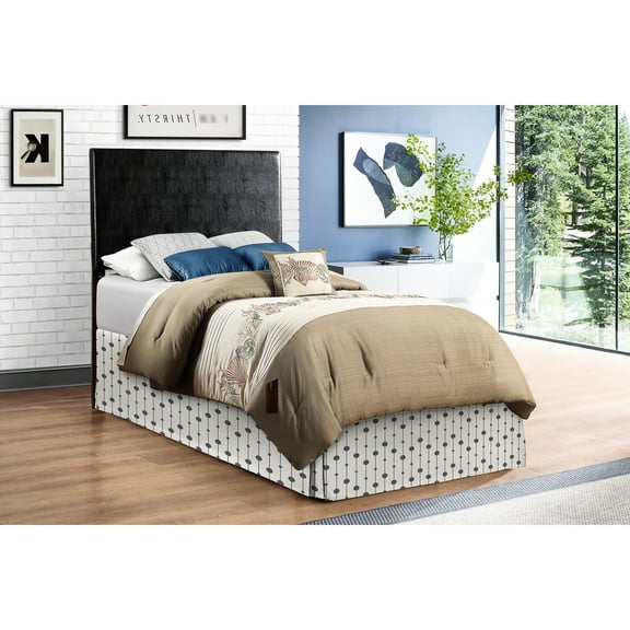 Twin Headboard With Adjustable Height - Black Faux Leather, 41 To 53 Inches, Intriguing Pu, Easy Clean Cover