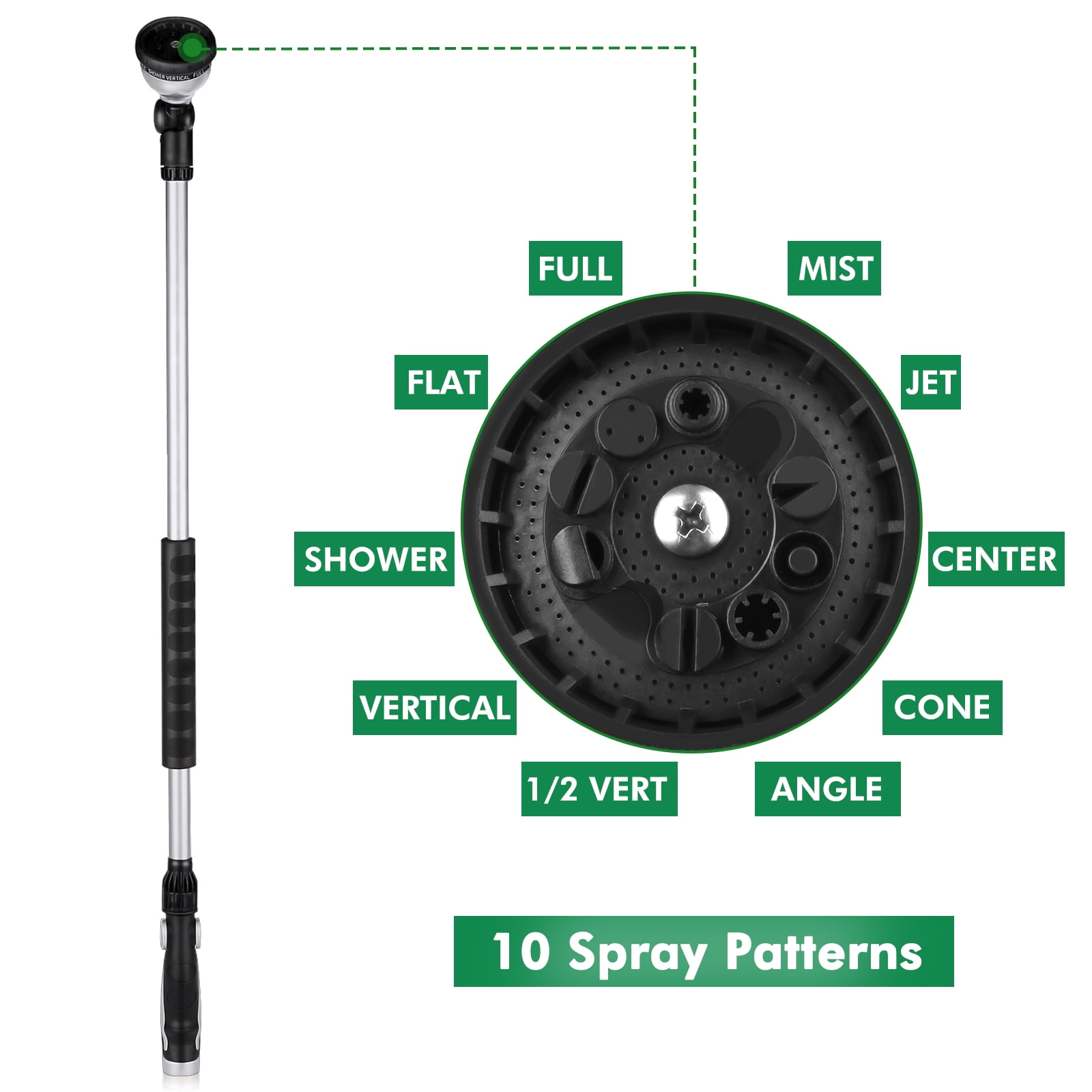 Restmo 36” Long Watering Wand, Metal Garden Hose Wand with 180° Swivel Head and 10 Spray Patterns, 3ft Heavy Duty Hose Nozzle Sprayer with Thumb Flow Control, Ideal to Water Hanging Baskets, Shrubs