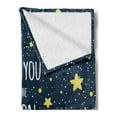 thumbnail image 2 of Saying Soft Flannel Fleece Throw Blanket, Stars and Typography of I Love You to the Moon and Back with Circles, Cozy Plush for Indoor and Outdoor Use, 50" x 70", Blue Yellow, by Ambesonne, 2 of 5