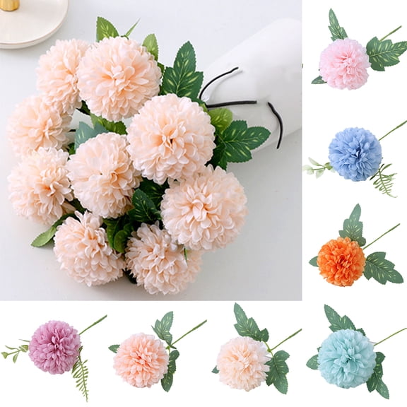 Cheer.US 6 Pcs Artificial Flowers Chrysanthemum Ball Flowers Bouquet Present for Important People Glorious Moral for Home Office Coffee House Parties and Wedding