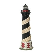 Hosley 8 Inch Tall Coastal Beach Themed Tabletop Resin Lighthouse Blinking Tower Light