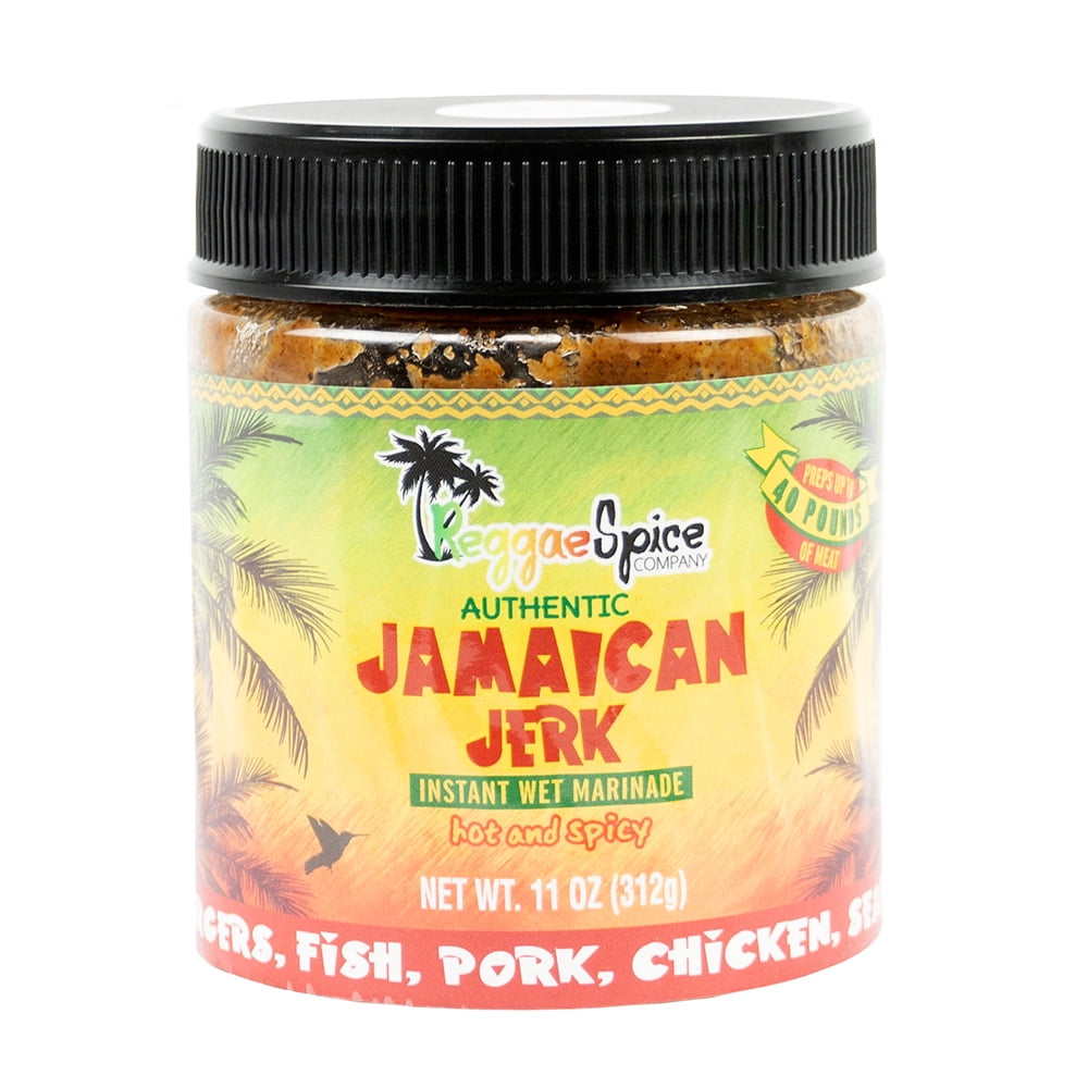 Reggae Spice Company Authentic Hot & Spicy Jamaican Jerk Marinade Jar