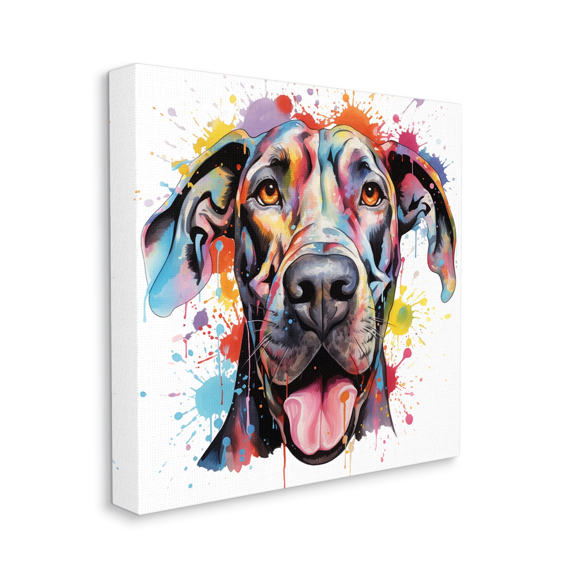 Stupell Industries Great Dane Paint Splatter Animals & Insects Painting Gallery Wrapped Canvas Art Print Wall Art, 36 x 36