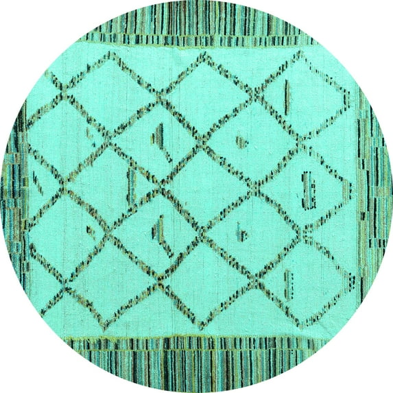 Ahgly Company Indoor Round Solid Turquoise Blue Modern Area Rugs, 4' Round
