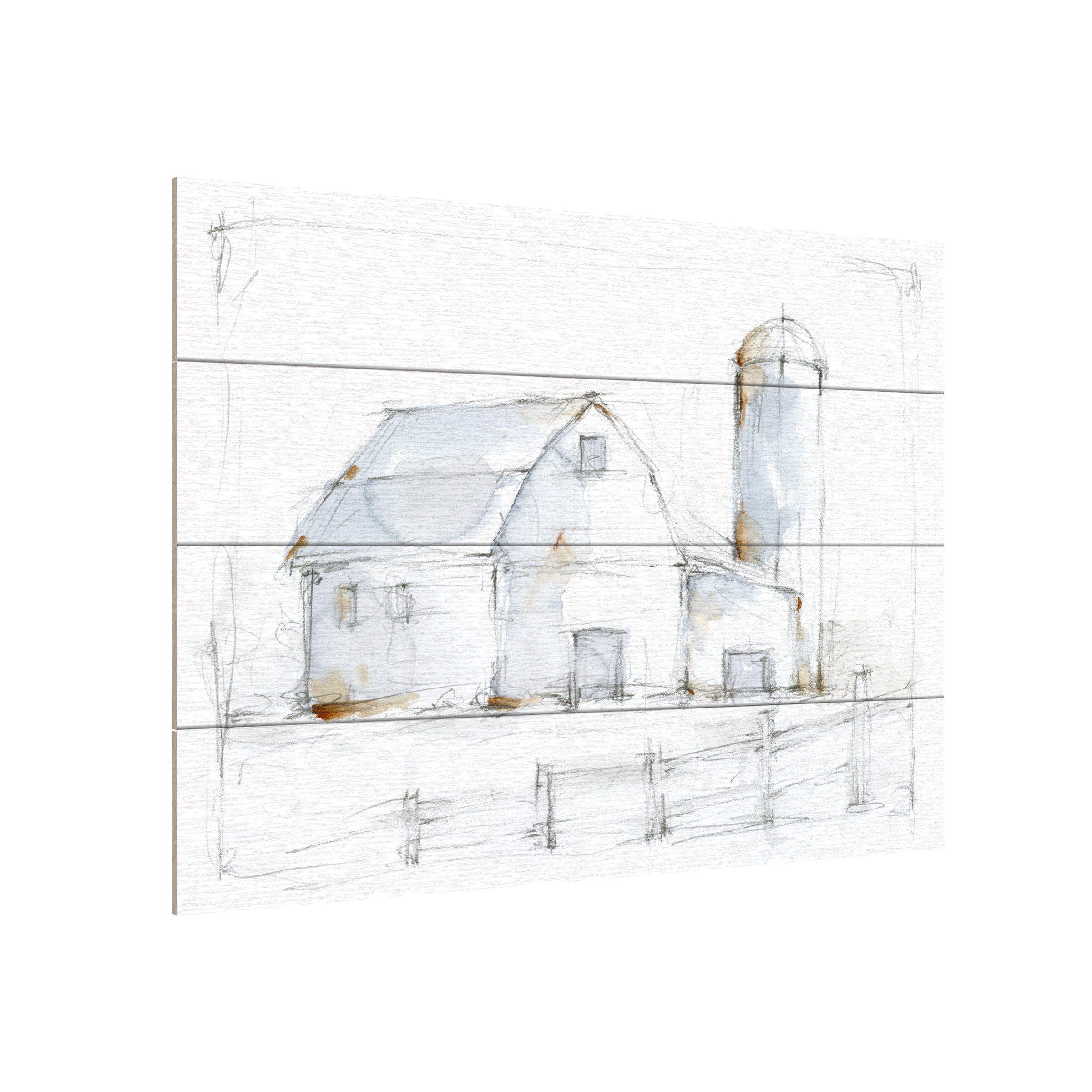 Ethan Harper 'Barnyard Pencil Sketch I' Wood Slat Art 12x16