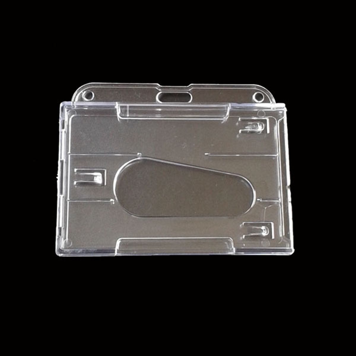 Vorizontal and Vertical Transparent Hard Plastic ID Badge Holder Double Card Cover Pocket Bus