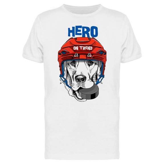Dog With Hockey Equipment T-Shirt Men -Image by Shutterstock, Male Large