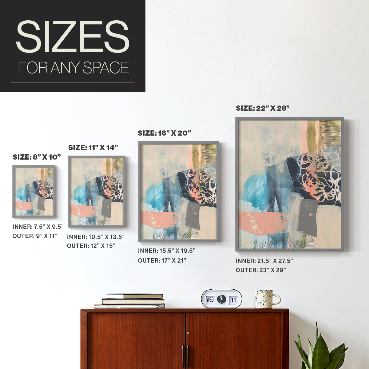 Reductive I in Gray Solid Wood 11 x 14 Framed Print