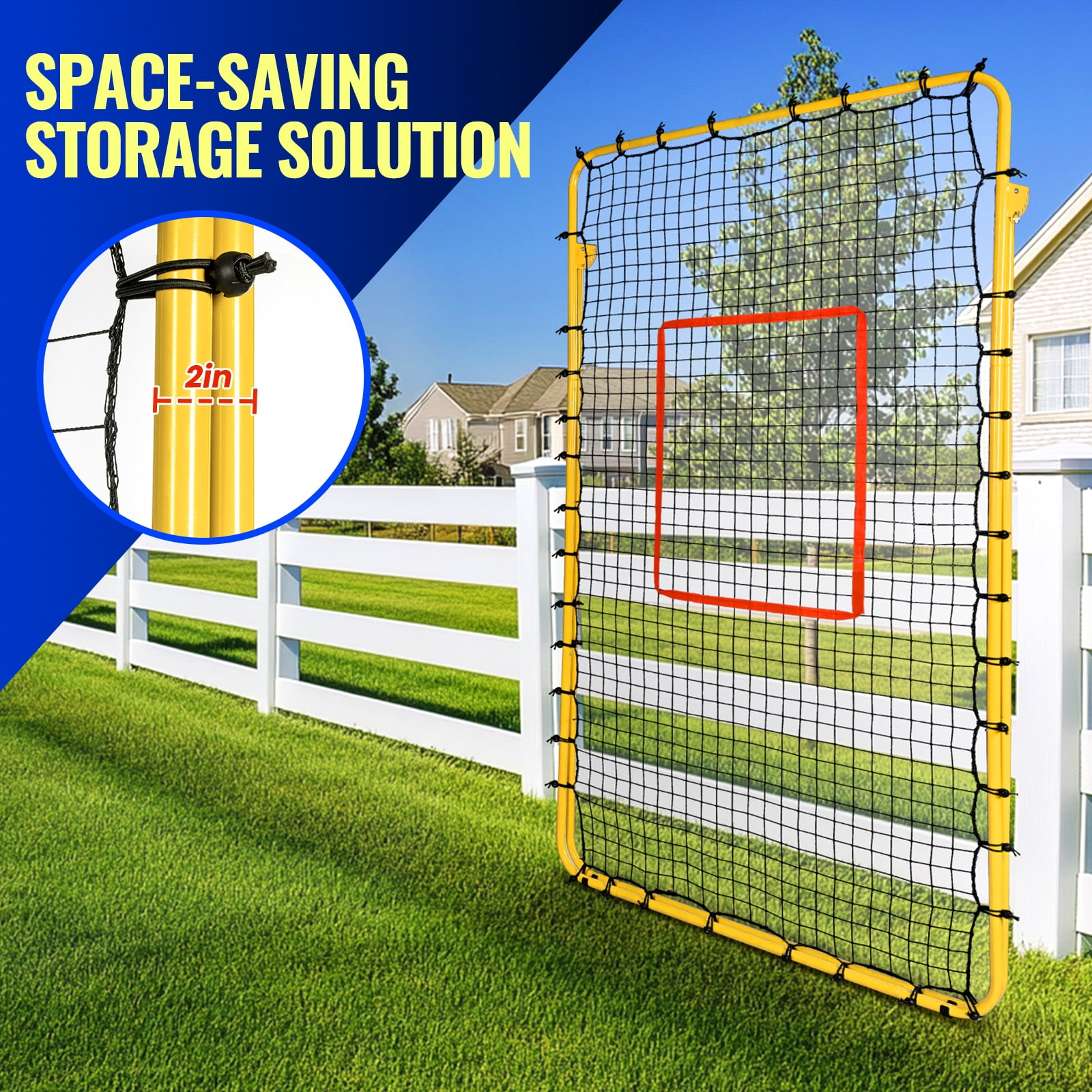 ‌FITPLAY 7x4 FT Volleyball Rebounder Net, 5 Adjustable Rebound Angles Volleyball Training Equipment