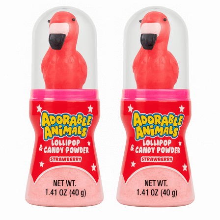 Adorable Animale Animal Shaped Lollipop & Fruity Candy Powder Dipping Treat 1.41 oz, Strawberry