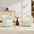thumbnail image 2 of CQSXDA Chenille Fabric Swivel Accent Armchair, Barrel Leisure Chair With Curved Backrest, 22-Inch Seat Depth, White, 2 of 14
