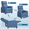 thumbnail image 4 of Alden Design Modern Adjustable Fabric Recliner with Footrest, Set of 2, Blue, 4 of 10
