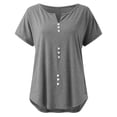 thumbnail image 5 of B91xZ Femmes Casual Manches Courtes V Cou Couleur Bloc Pull Tops, Gris M, 5 of 5