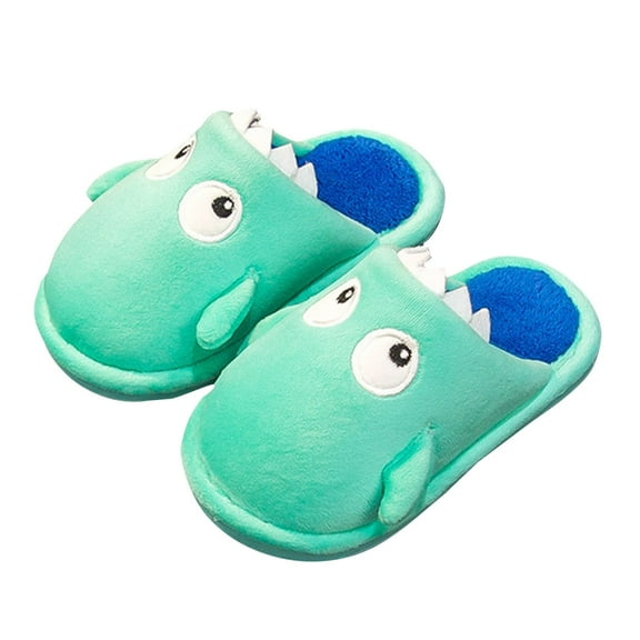 Huesdet Toddler Slippers for Girls Boys Warm House Shoes for Kids Baby Sock Shoes Non-Slip Rubber Sole Winter Home Slippers for Indoor(Green,2-3 Years)