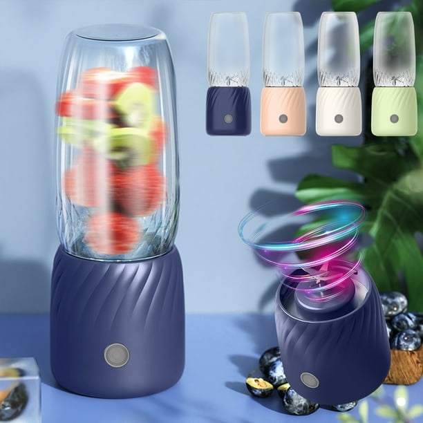 Batidora Portátil Exprimidor 6 Cuchillas de Acero Inoxidable | Batidora recargable USB | Batidora personal para llevar de 350 ml | Batería de 1200 mAh | Extractor de jugo deportivo de viaje de mano