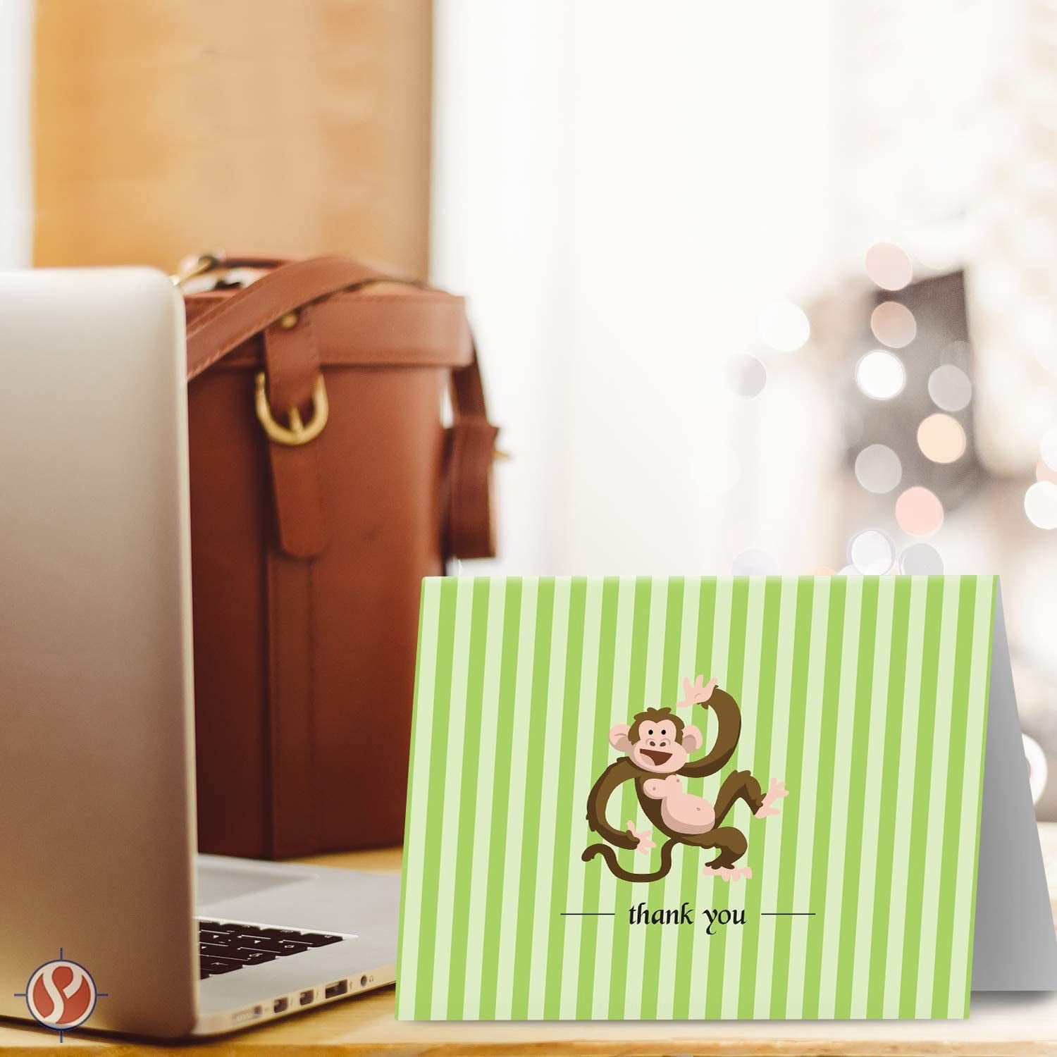 Monkey Lovely Animal Thank You Note Greeting Cards with Envelopes | Printed on Thick and Sturdy 80lb (216gsm) Cardstock | Blank Interior | A2 Size – 4.25 x 5.5” | 25 per Pack