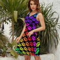 thumbnail image 4 of Rainbow Dog Paw Women's Tank Dress V Neck Sleeveless Summer Sundress, 4 of 7