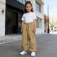 thumbnail image 6 of JAJAHO Kids Cargo Pants With Multiple Pockets Boys Girls Elastic Waist Loose Fit Straight Leg Jogger Pants 5-15Y Comfy Trousers, 6 of 9