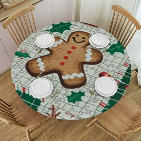 

Tllo0ord Christmas Round Fitted Tablecloth Elastic Edge Round Tables plaid holiday decorations Pattern Suitable for festival holiday celebrate party Table round Tables Decoration Red Green 46 -50