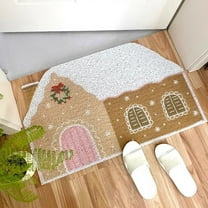 Vggrvlo Christmas Bath Rugs Mats Non Slip Extra Thick Chenille Shower Mat Rubber Backing Machine Washable Kitchen Mats Rugs 20"x31" Christmas House Shape