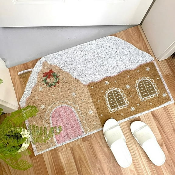 Christmas House Floor Mat, Non-Slip Entrance Rug, Holiday Doormat, for Home, Kitchen, Doorway, 40x60 cm or 45x70 cm