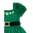 thumbnail image 2 of Holiday Time Toddler Girls Elf Velour Cosplay Dress with Puff Sleeves, Sizes 12M-5T, 2 of 6