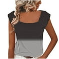 thumbnail image 3 of Inverlee Womens T Shirts V Neck Dressy Casual Short Sleeve Tops Loose Fit Gradient Print Shirts Breathable Holiday Tunic Blouse Tee Summer Fashion, 3 of 9