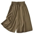 thumbnail image 4 of Yuanlook Flowy Loose Capri Pants for Women,Wide Leg Casual Trousers Palazzo Pants Crop Lounge Sweatpants Workout Pants with Pocket - Coffee - M, 4 of 5