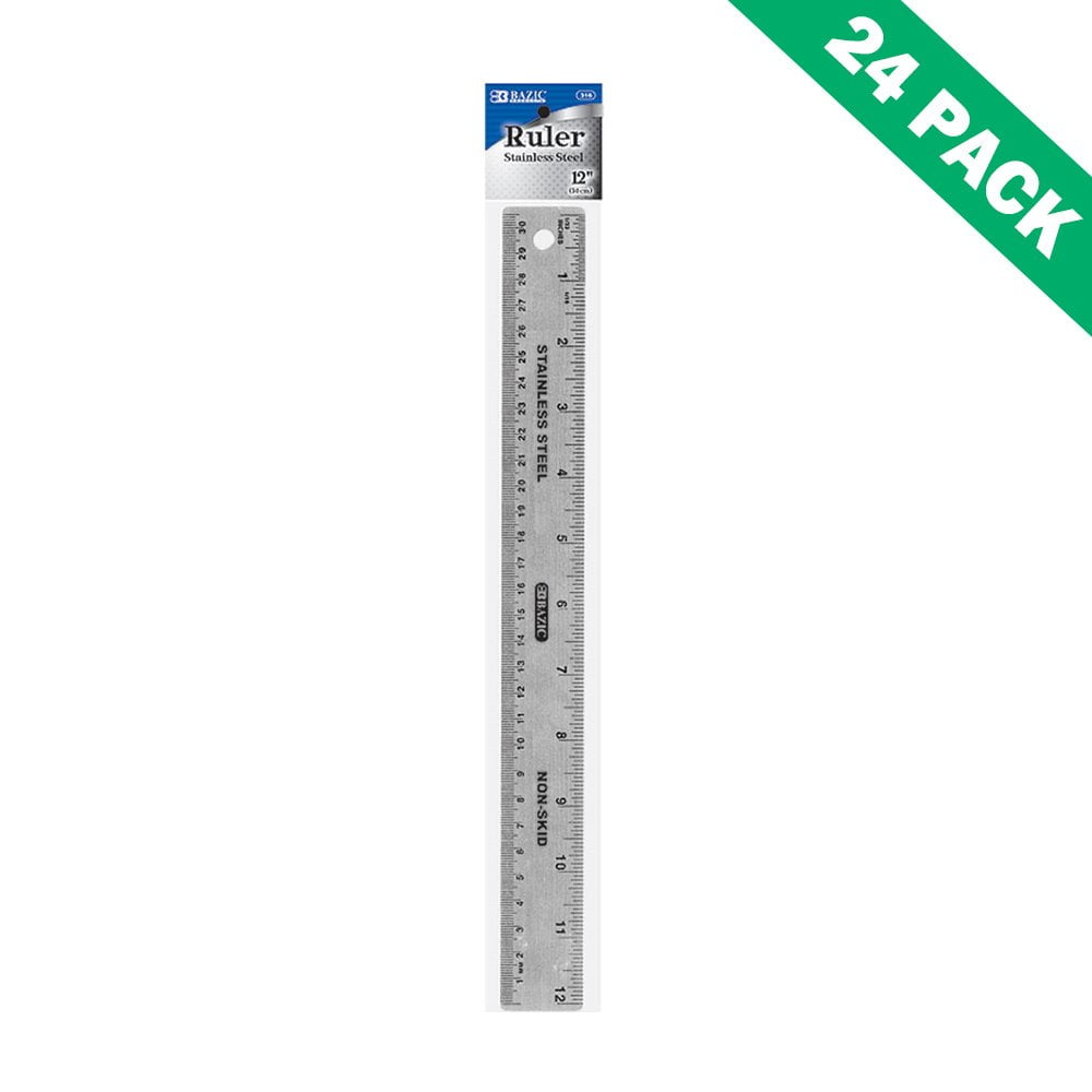 Non Slip Ruler, Bazic School Ruler 12 Inch Straight For Office Case