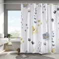 thumbnail image 2 of Yellow and Grey Floral Shower Curtain,Cute Watercolor Flowers Shower Curtain for Bathroom, Modern Minimalist White Waterproof Fabric Shower Curtain Set with 12 Hooks 72x72 Inch, 2 of 6